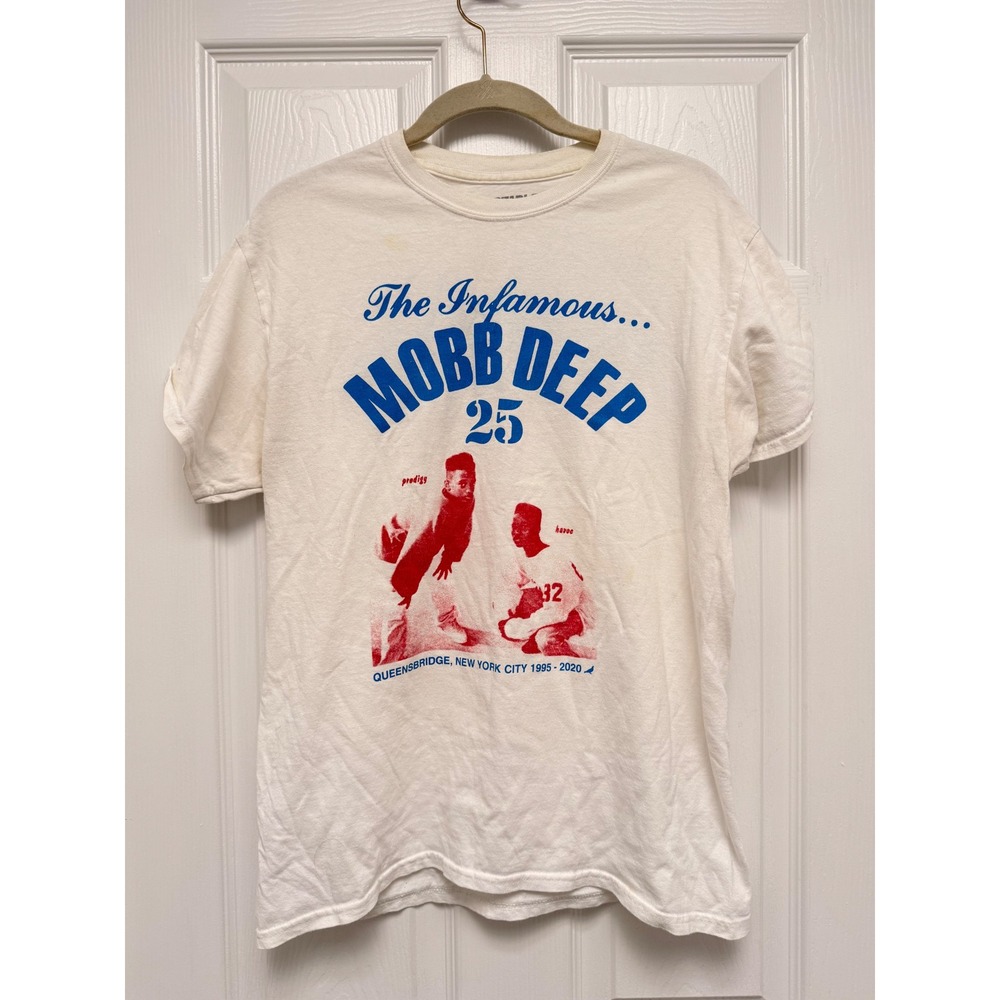 Mobb Deep Staple The Infamous 25th Anniversary T-Shirt Cream Mens Medium Hip Hop